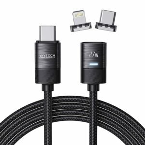 Tech-Protect UltraBoost Magnetic kábel, USB-C - Lightning + USB-C, PD27W/3A, 2 m, čierny
