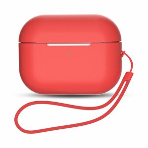 Silicone Case puzdro pre AirPods Pro 1/2 so šnúrkou na zápästie, červené