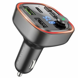 Borofone BC48 Broad FM vysielač, MP3, Bluetooth, 2xUSB + USB-C, QC 3.0, 18W, čierny