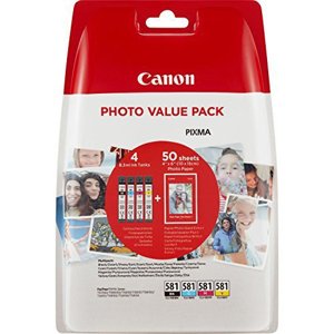 Cartridge Canon CLI-581XL Bk/C/M/Y + 50 x Photo Paper PP-201, 2052C004 - originálny (Čierna + 3x Farby)