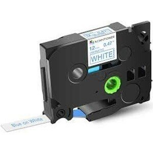 Tonery Náplně Kompatibilní páska Brother TZ-233 / TZe-233, 12mm x 8m, modrý tisk / bílý podklad