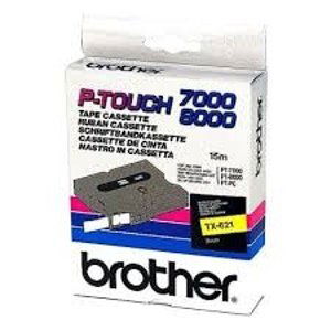 Brother TX-621, 9mm, čierny tlač / žltý podklad, O