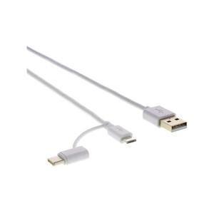 Kábel SENCOR SCO 522-015 WH USB A/M-Micro B/C 2.0 1,5m White