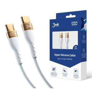 3mk dátový kábel - Hyper Silicone Cable C to C 2m 100W, biela