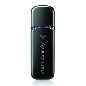 Apacer USB flash disk, USB 3.0, 64GB, AH355, čierny, AP64GAH355B-1, USB A, s krytkou