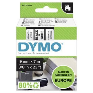 Dymo originál páska do tlačiarne štítkov, Dymo, 40913, S0720680, černý tlač/biely podklad, 7m, 9mm, D1