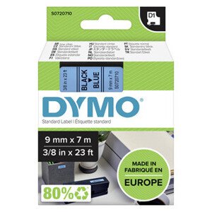 Dymo originál páska do tlačiarne štítkov, Dymo, 40916, S0720710, černý tlač/modrý podklad, 7m, 9mm, D1