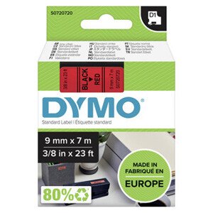 Dymo originál páska do tlačiarne štítkov, Dymo, 40917, S0720720, černý tlač/červený podklad, 7m, 9mm, D1