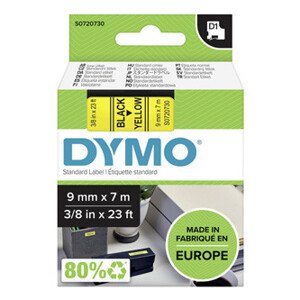 Dymo originál páska do tlačiarne štítkov, Dymo, 40918, S0720730, černý tlač/žltý podklad, 7m, 9mm, D1