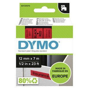 Dymo originál páska do tlačiarne štítkov, Dymo, 45017, S0720570, černý tlač/červený podklad, 7m, 12mm, D1