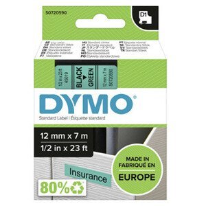 Dymo originál páska do tlačiarne štítkov, Dymo, 45019, S0720590, černý tlač/zelený podklad, 7m, 12mm, D1