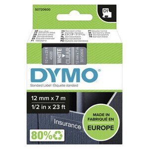 Dymo originál páska do tlačiarne štítkov, Dymo, 45020, S0720600, biely tisk/transparentná podklad, 7m, 12mm, D1