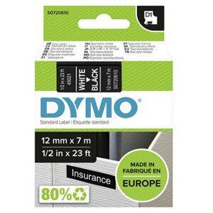 Dymo originál páska do tlačiarne štítkov, Dymo, 45021, S0720610, biely tisk/černý podklad, 7m, 12mm, D1