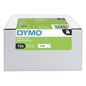 Dymo originál páska do tlačiarne štítkov, Dymo, 2093098, černý tlač/biely podklad, 7m, 19mm, 10ks v balení, cena za balenie, D1