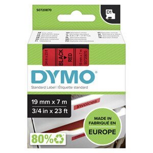 Dymo originál páska do tlačiarne štítkov, Dymo, 45807, S0720870, černý tlač/červený podklad, 7m, 19mm, D1