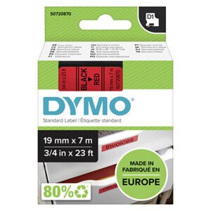 Dymo originál páska do tlačiarne štítkov, Dymo, 45807, S0720870, černý tlač/červený podklad, 7m, 19mm, D1