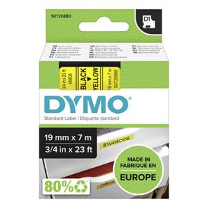 Dymo originál páska do tlačiarne štítkov, Dymo, 45808, S0720880, černý tlač/žltý podklad, 7m, 19mm, D1