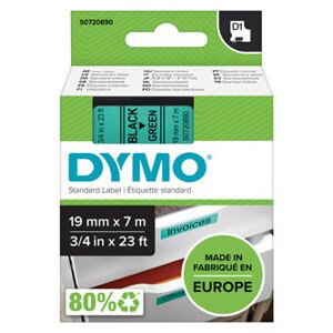 Dymo originál páska do tlačiarne štítkov, Dymo, 45809, S0720890, černý tlač/zelený podklad, 7m, 19mm, D1