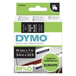 Dymo originál páska do tlačiarne štítkov, Dymo, 45811, S0720910, biely tisk/černý podklad, 7m, 19mm, D1