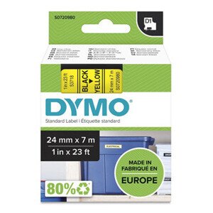 Dymo originál páska do tlačiarne štítkov, Dymo, 53718, S0720980, černý tlač/žltý podklad, 7m, 24mm, D1