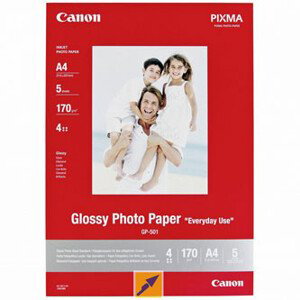 Canon Glossy Photo Paper, GP-501, foto papier, lesklý, GP-501 typ 0775B076, biely, 21x29, 7cm, A4, 200 g/m2, 5 ks, inkoustový