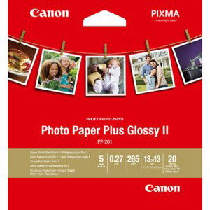 Canon Photo Paper Plus Glossy II, PP-201, foto papier, lesklý, 2311B060, biely, 13x13cm, 5x5", 265 g/m2, 20 ks, inkoustový