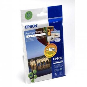 Epson Premium Semigloss Photo Paper, C13S041765, fotopapier, lesklý, biely, 10x15cm, 4x6", 251 g/m2, 50 ks, inkoustový