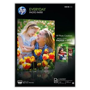 HP Everyday Glossy Photo Paper, Q5451A, fotopapier, lesklý, biely, A4, 200 g/m2, 25 ks, inkoustový