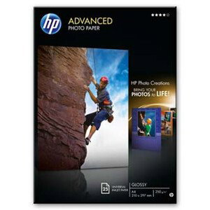 HP Advanced Glossy Photo Paper, Q5456A, fotopapier, lesklý, zdokonalený typ biely, A4, 250 g/m2, 25 ks, inkoustový