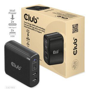 Club3D cestovná nabíjačka 100W GAN technológia, 2xUSB-A a 2xUSB-C, PD 3.0 Support