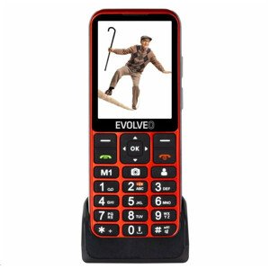 EVOLVEO EasyPhone LT, mobilný telefón pre seniorov s nabíjacím stojanom, červená