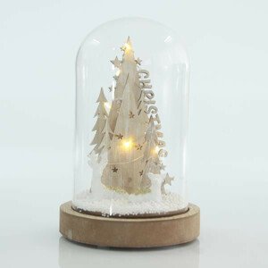 Eurolamp Sklenená kupola s jedľami, 12 x 12 x 20 cm, 1 ks