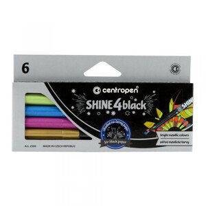 Popisovač Centropen 2590/6 Shine 4 black 6 metalických farieb valcový hrot 1mm