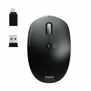 PORT bezdrôtová myš COMBO PRO, 2, 4 Ghz & Bluetooth, USB-A/C, čierna