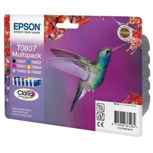 EPSON T0807 (C13T08074021) - originálna cartridge, čierna + farebná, 6x7,4ml