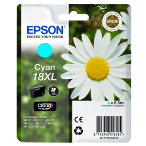 EPSON T1812 (C13T18124022) - originálna cartridge, azúrová, 6,6ml