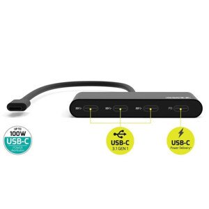 PORT húb USB-C s portami 3x USB-C 3.1 + 1x USB-C 100 W PD