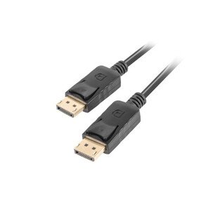 LANBERG pripojovací kábel DisplayPort 1.2 M/M, 4K@60Hz, dĺžka 1,8m, čierny, so západkou, pozlátené konektory