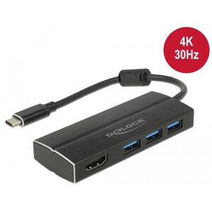 Delock USB 3.1 Gen 1 Adaptér USB Type-C™ na 3 x USB 3.0 Typ-A Hub + 1 x HDMI (DP Alt Mód) 4K 30 Hz