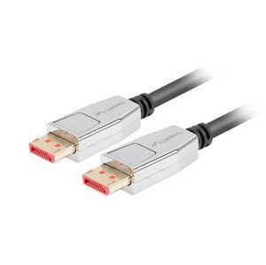 LANBERG pripojovací kábel DisplayPort 1.4 M/M, 8K@60Hz, 5K@120Hz, dĺžka 1,8m, čierny, so západkou, pozlátené konektory