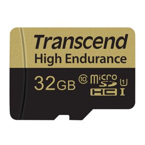 Transcend 32GB microSDHC UHS-I U1 (Class 10) High Endurance MLC priemyselná pamäťová karta (s adaptérom), 95MB/s R,25MB/W