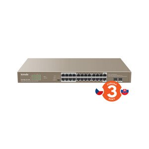 Tenda TEG1126P-24-410W PoE AT Gigabit switch 24x 1Gb/s PoE 802.3af/at + 2x SFP, PoE+ 370W, Rackmount