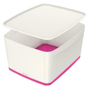 LEITZ Úložný box s vekom MyBox, veľkosť L, biela/ružová