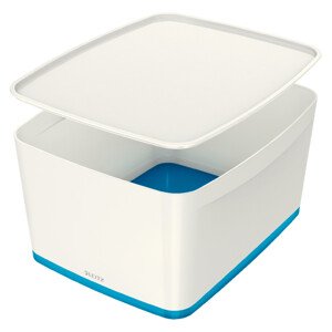 LEITZ Úložný box s vekom MyBox, veľkosť L, biela/modrá
