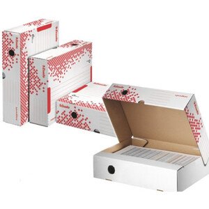 LEITZ Esselte Speedbox rýchlo-zložiteľná archivačná krabica 150 mm, biela-červená