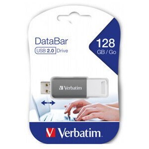 Verbatim USB flash disk, USB 2.0, 128GB, DataBar, šedý, 49456, pre archiváciu dať