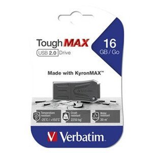 Verbatim USB flash disk, USB 2.0, 16GB, ToughMAX, čierny, 49330, USB A, kompozitný materiál KyronMAX(tm)
