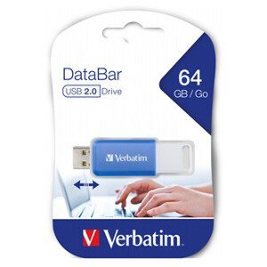 Verbatim USB flash disk, USB 2.0, 64GB, DataBar, modrý, 49455, pre archiváciu dať