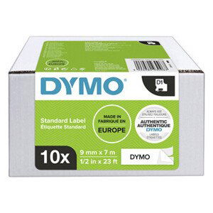 Dymo originál páska do tlačiarne štítkov, Dymo, 2093096, černý tlač/biely podklad, 7m, 9mm, 10ks v balení, cena za balenie, D1