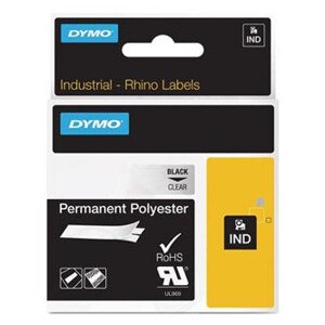 Dymo originál páska do tlačiarne štítkov, Dymo, 622290, černý tlač/priehľadný podklad, 5.5m, 19mm, RHINO permanentná polyesterová